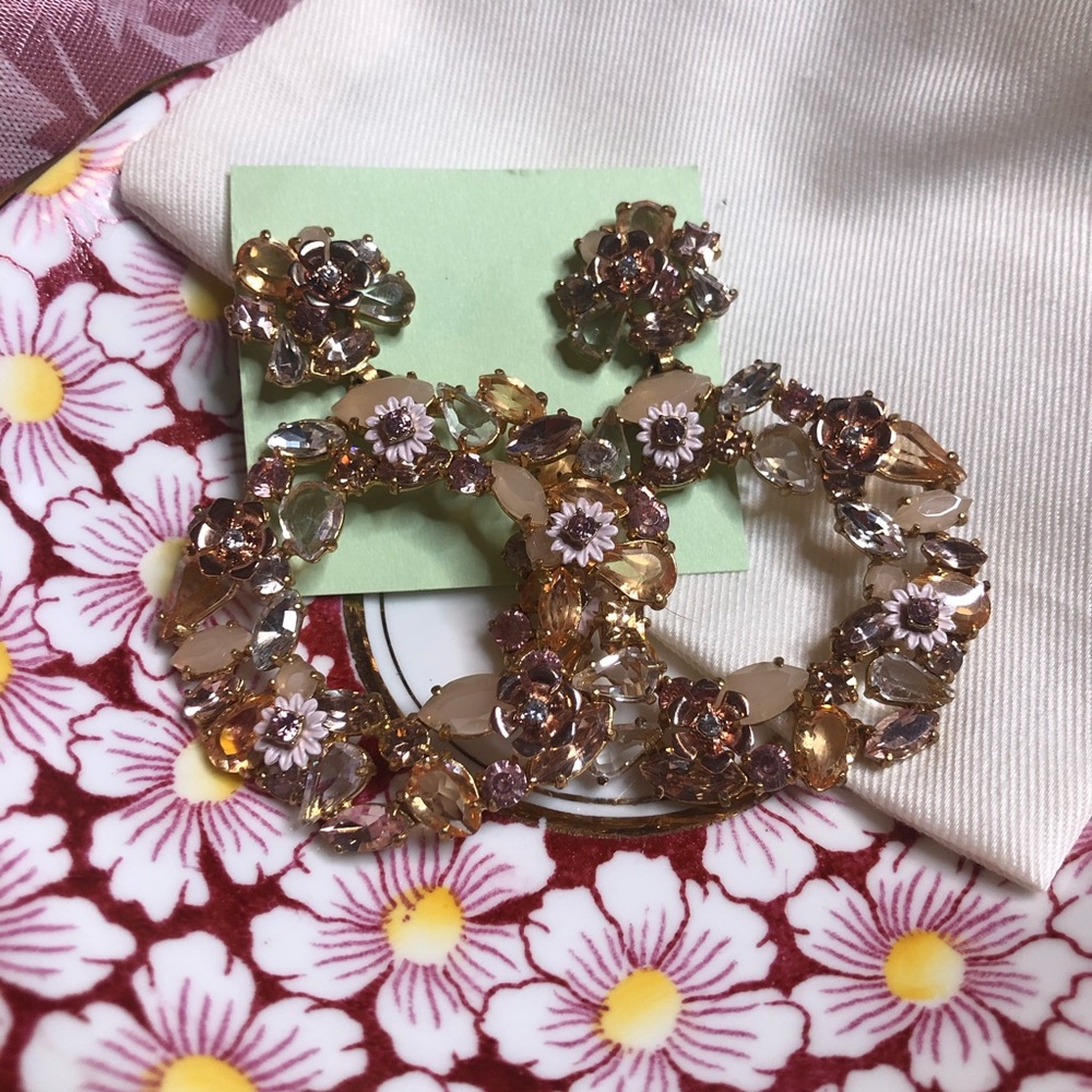 J Crew Floral Hoop Earrings